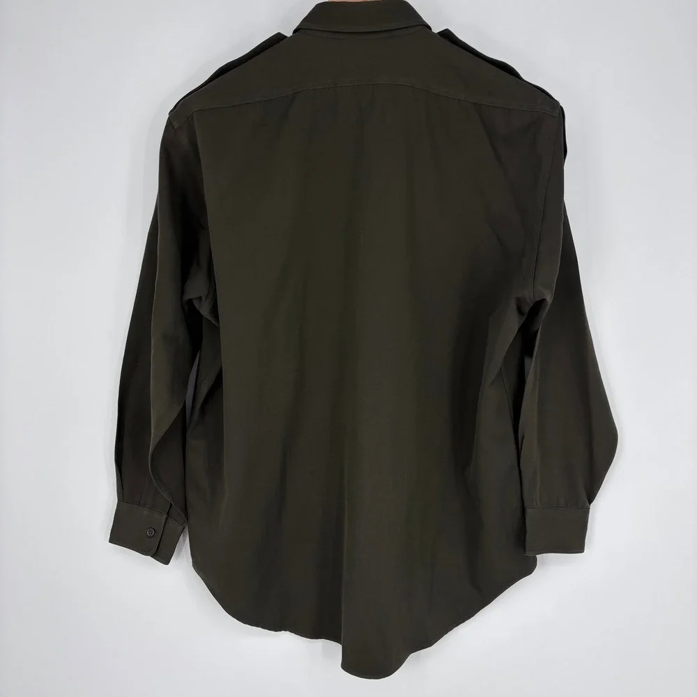 Vtg Polo Ralph Lauren Wool Field Shirt Mens L Olive Epaulettes Military Safari